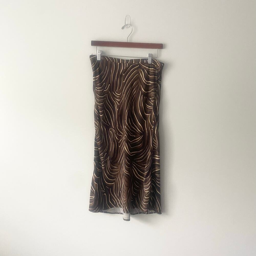 J. McLaughlin Louisa May Skirt Zambria Bias Black Brown Midi‎ Size 8 - Picture 2 of 7